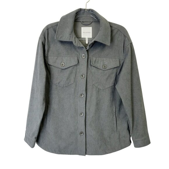 Avec Les Filles Corduroy Shirt Jacket Women’s Size Medium Gray Shacket - Picture 1 of 8